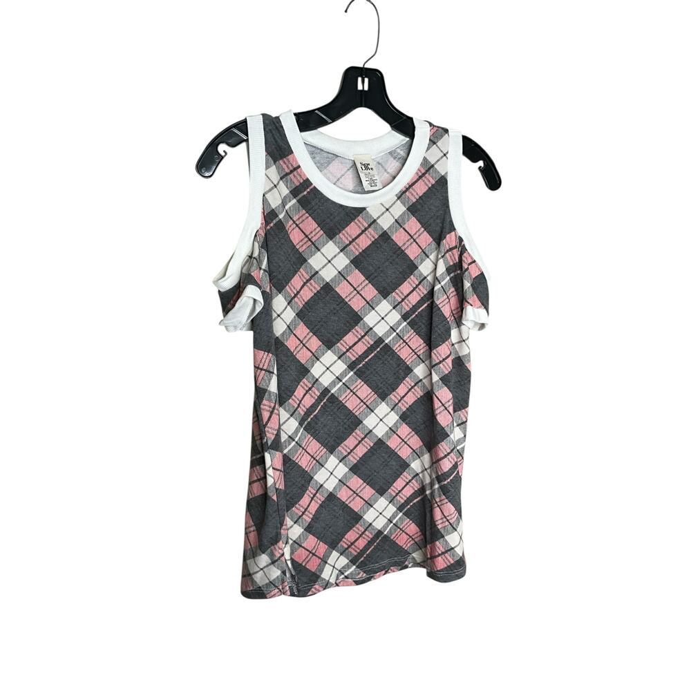 Sew In‎ Love Cold Shoulder Sleeve Top Tartan Twist Multicolor Womens Size M NEW